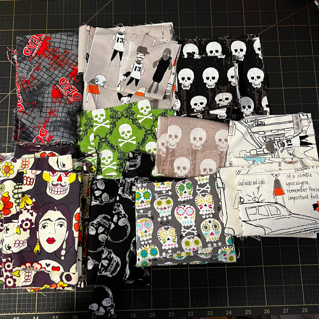 Halloween + Skulls Fabric Scrap Bundle No. 1 - 10.8 oz.