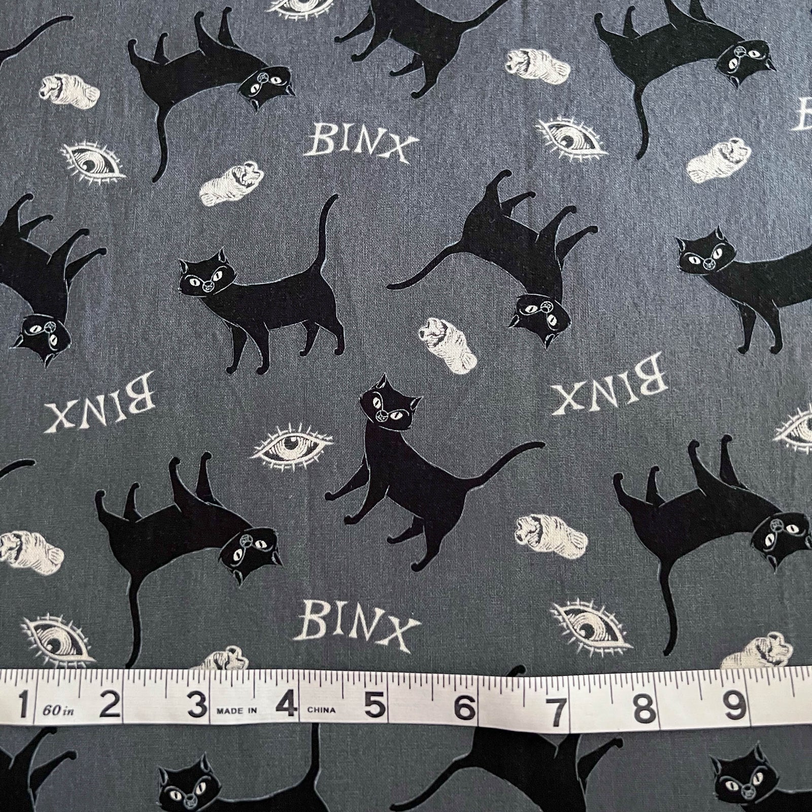Binx in Grey - Hocus Pocus Fabric - 1 yard