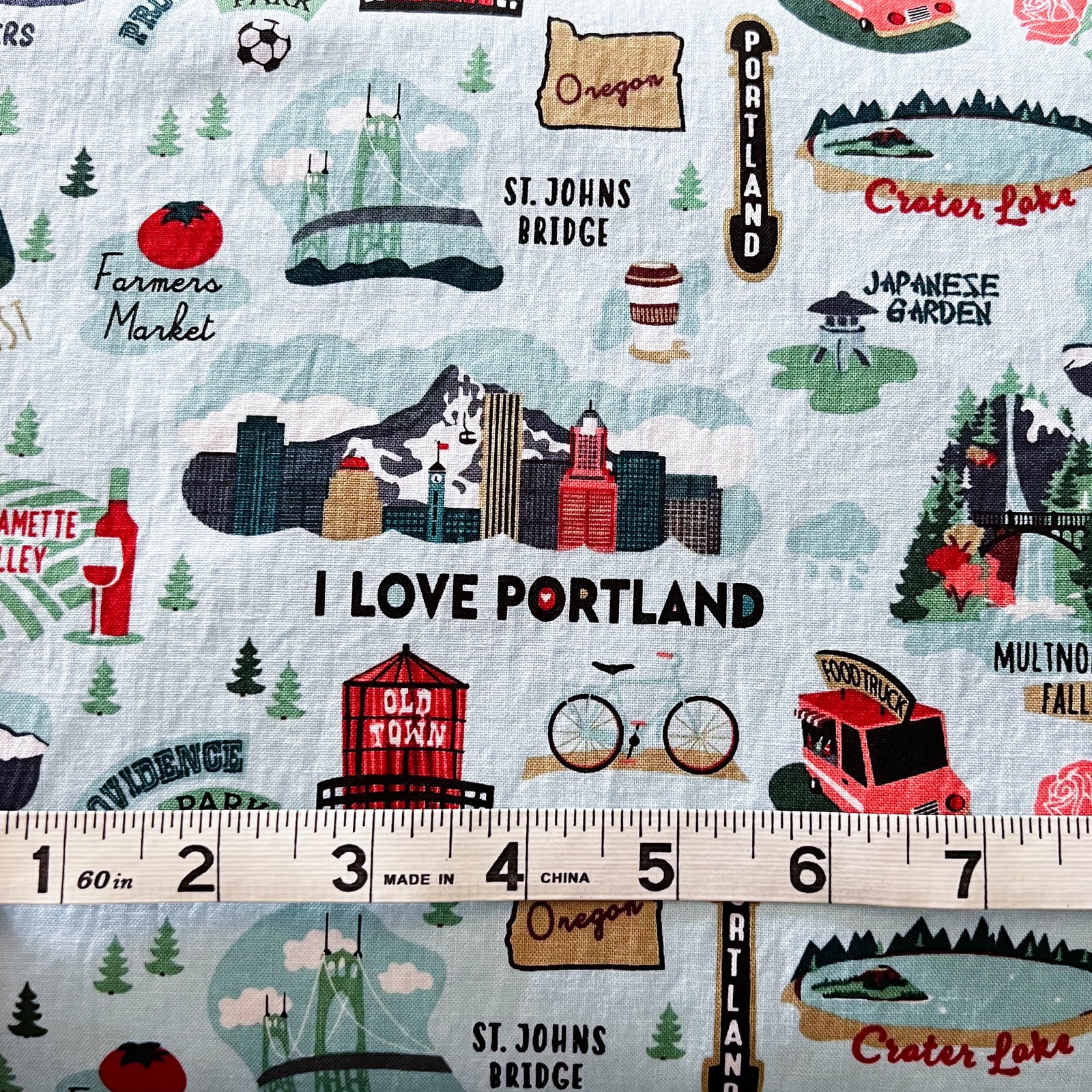 I Heart Oregon Cotton Fabric - Fabric by the Yard - Out of Print
