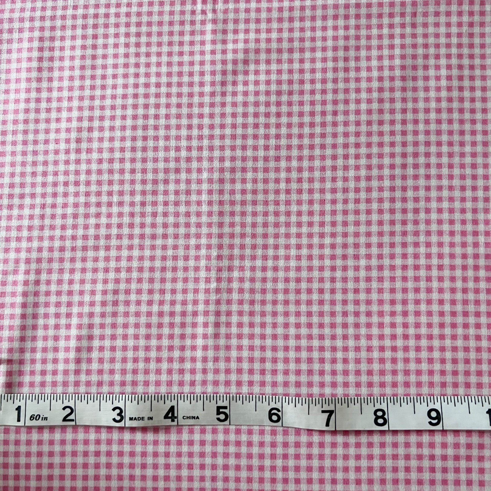 Pink Mini Gingham Cotton Fabric from Lecien Color Basic Collection - 1 yard
