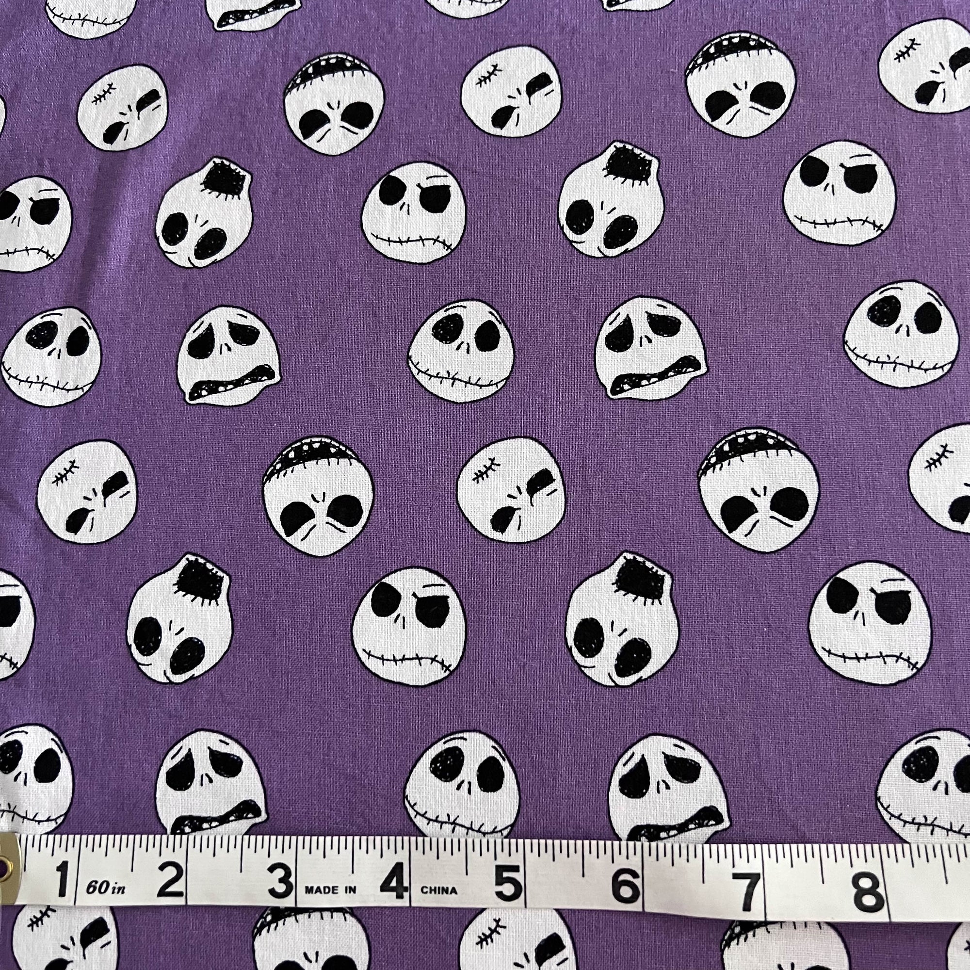 Nightmare Before Christmas Jack Faces Purple Fabric - Out of Print - Fabric by the Yard